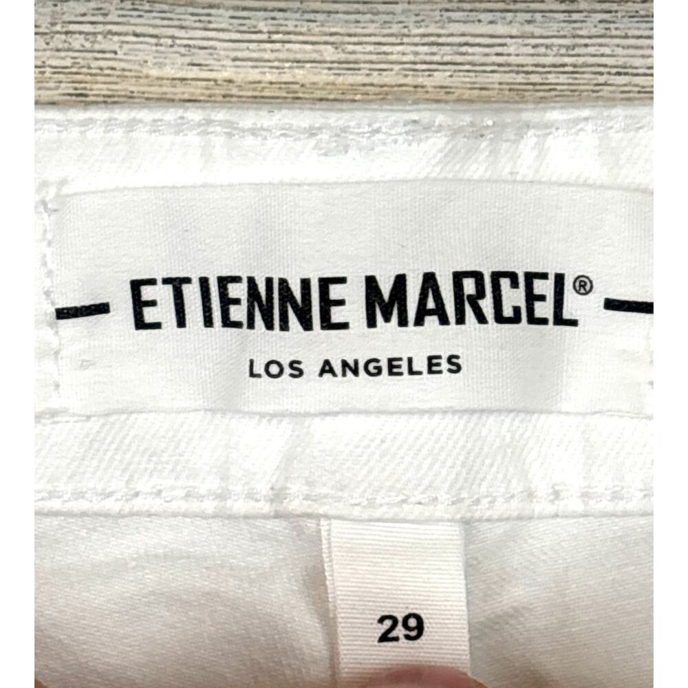 Etienne Marcel Womens 8 White Skinny Jeans Red Zipper Stretch Designer Pants - Picture 7 of 9